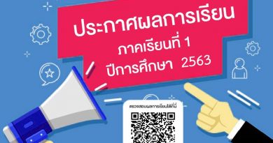ประกาศผลการเรียน ภาคเรียนที่ 1/2563 ประกาศผลการเรียน ภาคเรียนที่ 1/2563